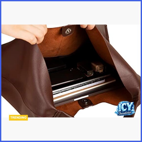 Vegan Leather Tote Bag, Oversized Hobo, Large Work Bag - Picture 2 of 7